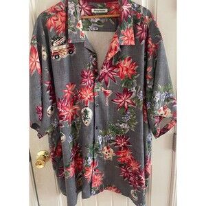 Tommy Bahama Shirt Mens Silk 4XL B Poinsettia Holiday Camp Hawaiian Tropical